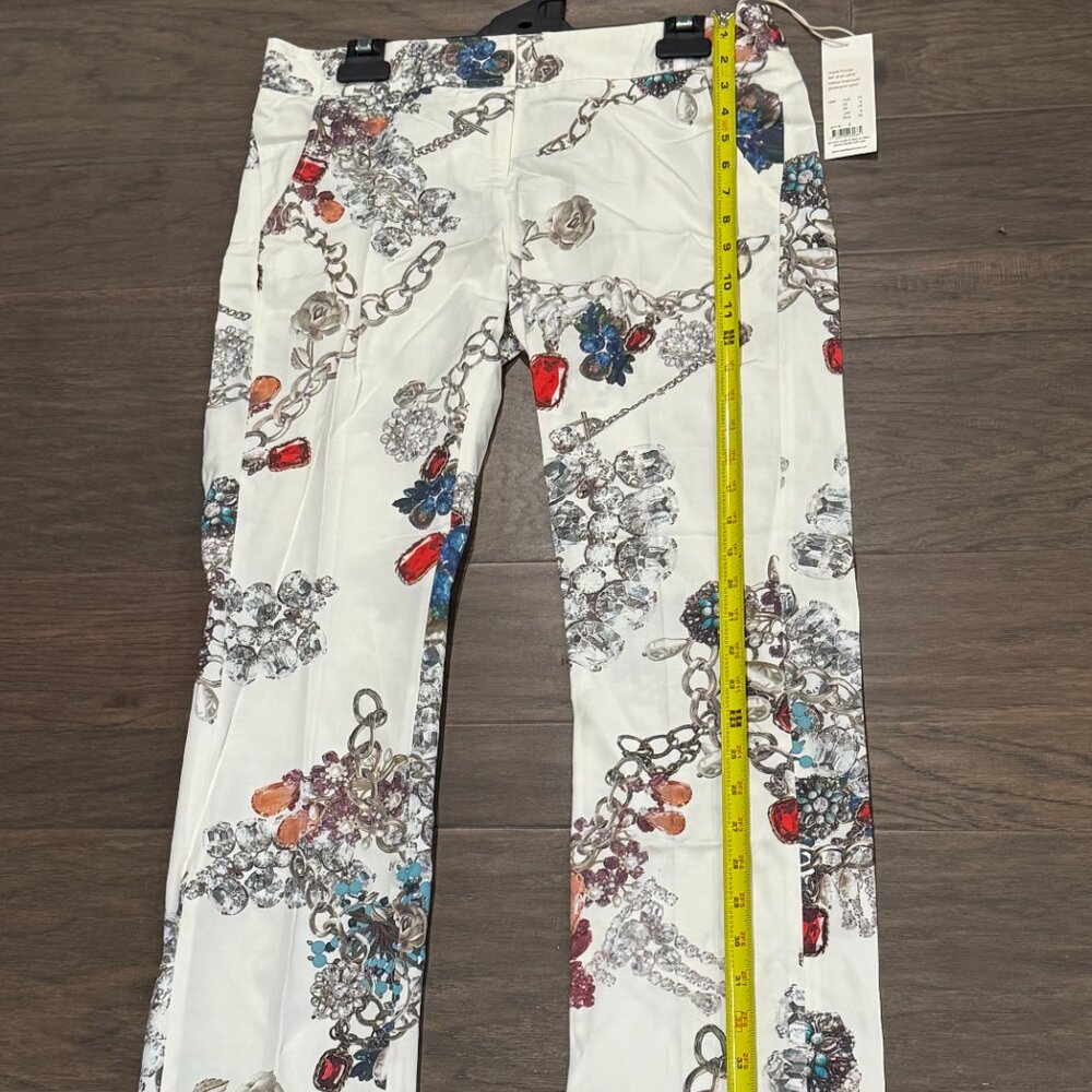 Camilla and Marc Marie Trouser White Jewel Print Pants Straight leg Cropped 6 - Picture 6 of 16
